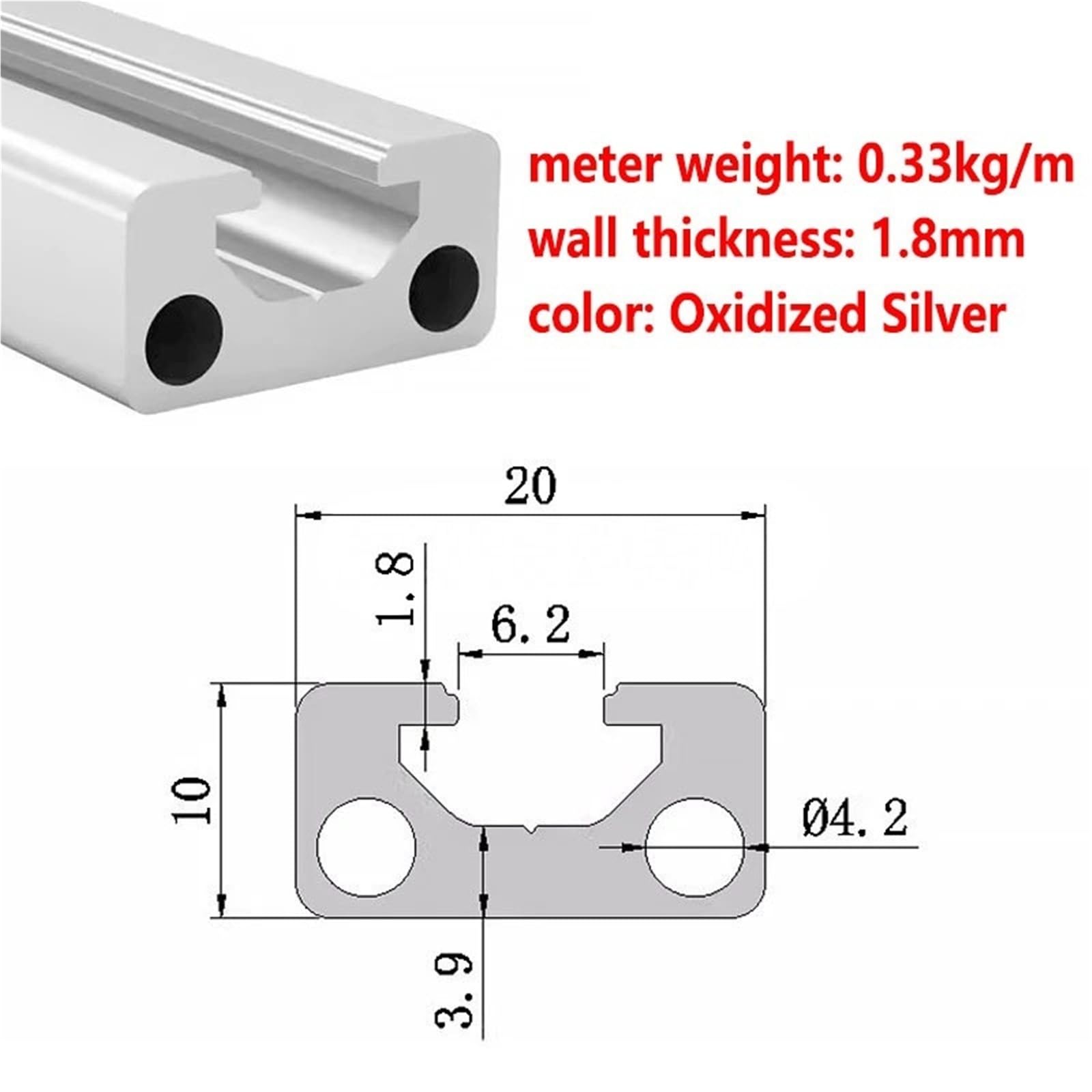 GTPBAO Profilo in alluminio anodizzato standard europeo 1020 da 1 metro e 39,37 pollici, guida lineare for porta, finestra, armadio, telaio, materiale rack Binario estruso