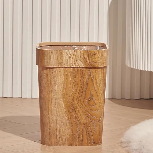 Miniatura 7 de LUOZZY Cubo de basura de grano de madera, contenedor de basura para baños, tocador, cocina, oficina en casa, 12 litros