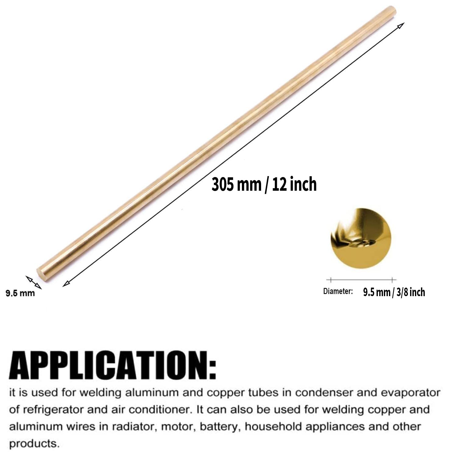 4PCS 3/8 inch Solid Round Brass Rod Lathe Bar Stock Kit for DIY Craft Tool, 9.5mm / 3/8 inch in Diameter 12 inch in Length