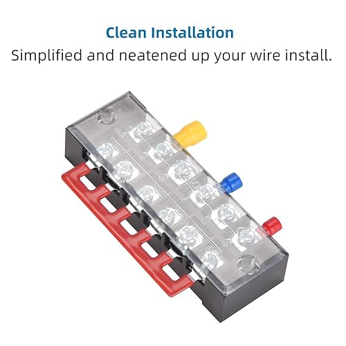 Vista 50 de 6 juegos de bloques de terminales, 6 piezas de 4/5/6 posiciones 600 V 15 A bloque de terminales de tornillo de doble fila + 6 tiras de barrera