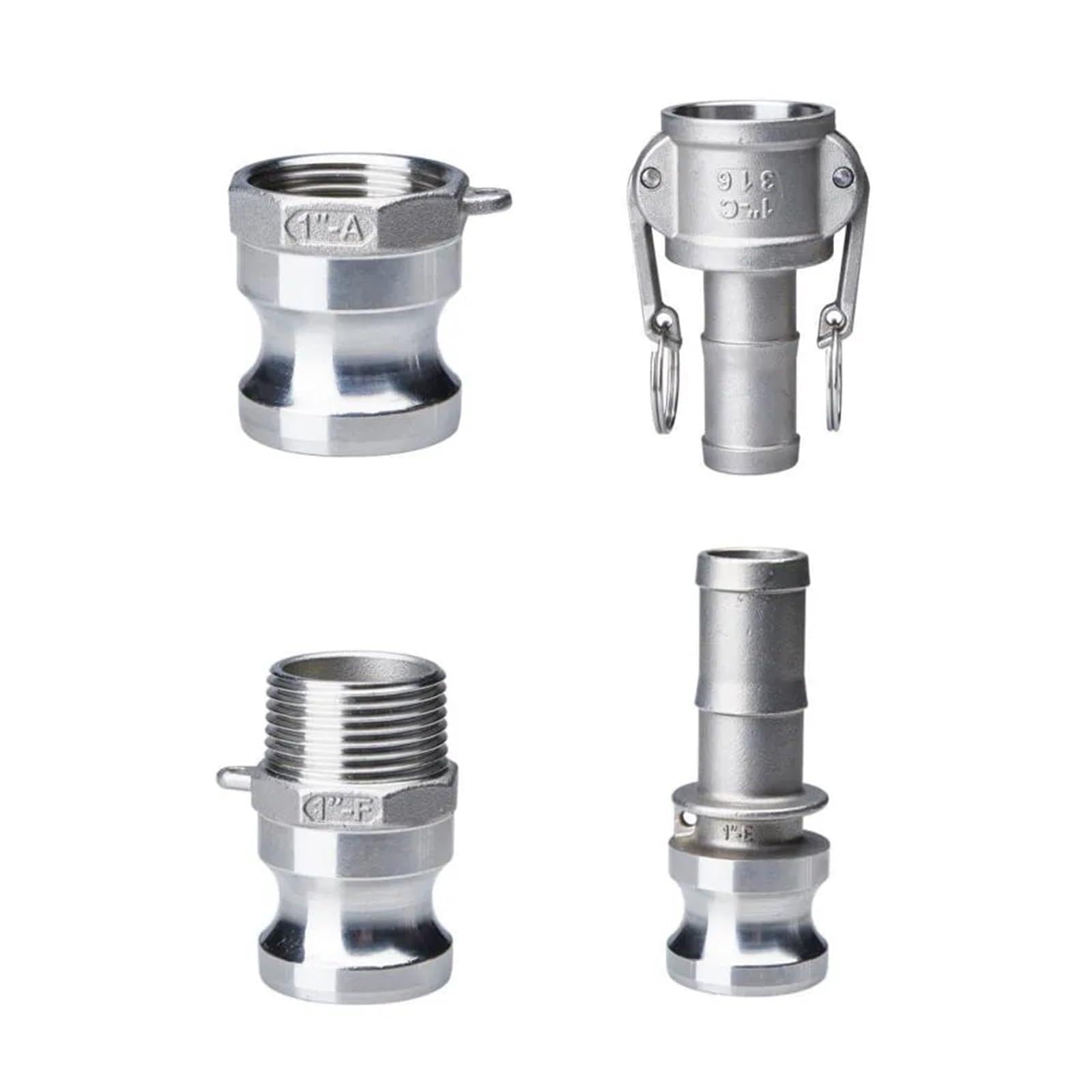 AARTERZZA 1/2" 3/4" 1" 2" Camlock Groove Fitting 304 Stainless Steel Cam Lock Homebrew Quick Coupling Adapter Connector Type A C E F(Type A,05)