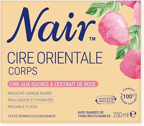 Nair Cire Orientale - Cire aux sucres à l'extrait de rose. Cire chaude avec band