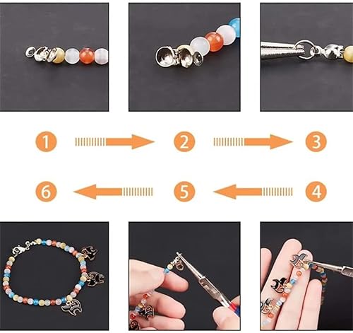 Miniatura 3 de 500 piezas de cuentas de crimpado extremos de calotte cubiertas de nudo para hacer pulseras de joyería DIY, 5 colores concha plegable puntas de