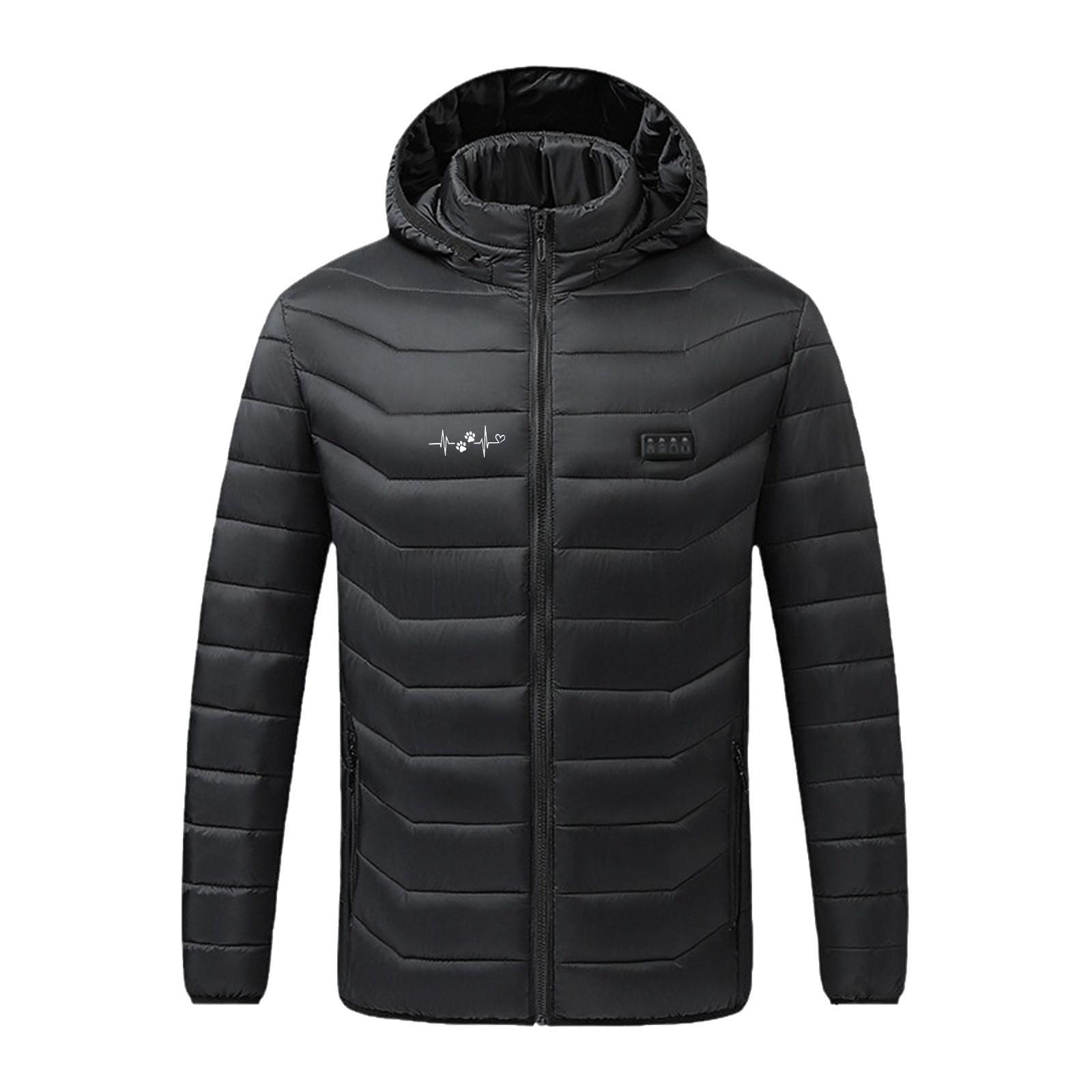 KQIVAM Veste Chauffante USB Chaud Manteau Rechargeable Par USB Homme avec 21 Zones de Chauffage et 4 Températures Optionnelles pour Plein Air Sports Hiver Doudoune Chaude à Capuche Manches Longues