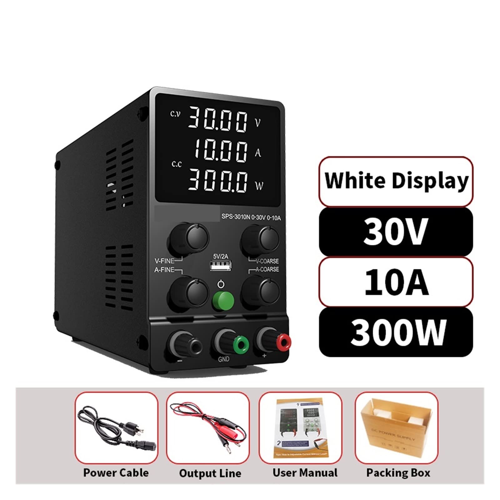 Regulowany zasilacz DC 30V 10A 60V5A zasilacz laboratoryjny laboratoryjny stabilizowany zasilacz przełącznik regulatora napięcia(White Display 30V10A)