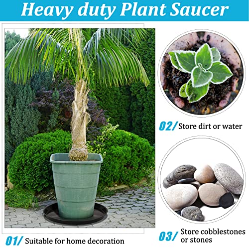 Eccliy 6 Pack Plastic Plant Saucer Heavy Duty Planter Saucers Large Plant Pot Saucers Plastic Water Trays For Indoors And Outdoors Flower Plant Plant Drip (Black, 23 Inch) #TOP4