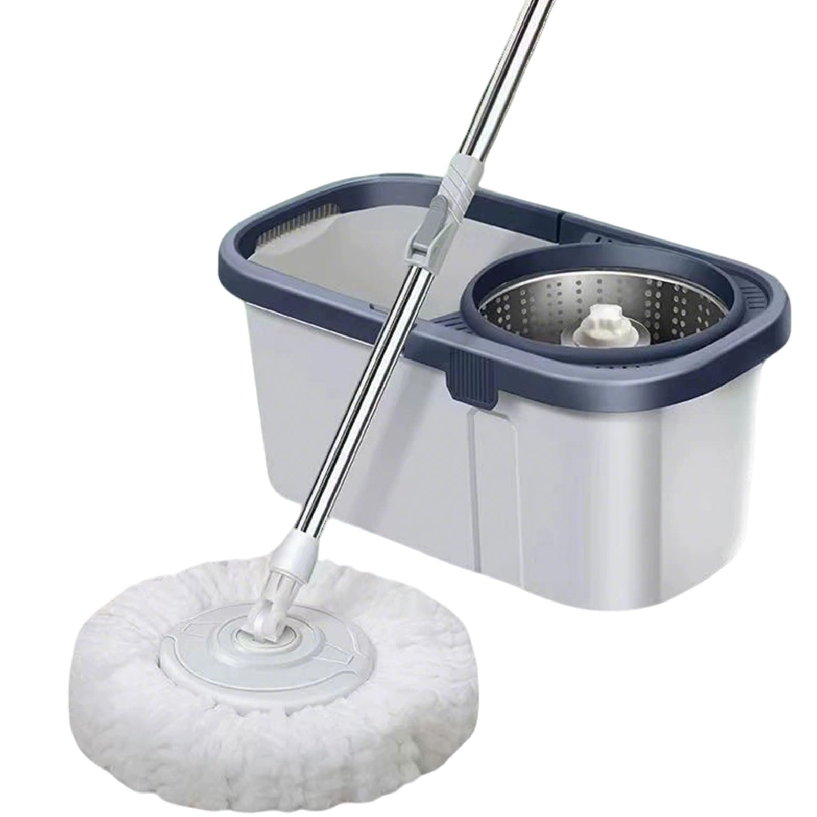 Juego de fregona y Cubo con escurridor, Fregona giratoria de 360° y Cubo Interior Desmontable, 6 Almohadillas de Microfibra para Herramientas de Limpieza del hogar,Azul