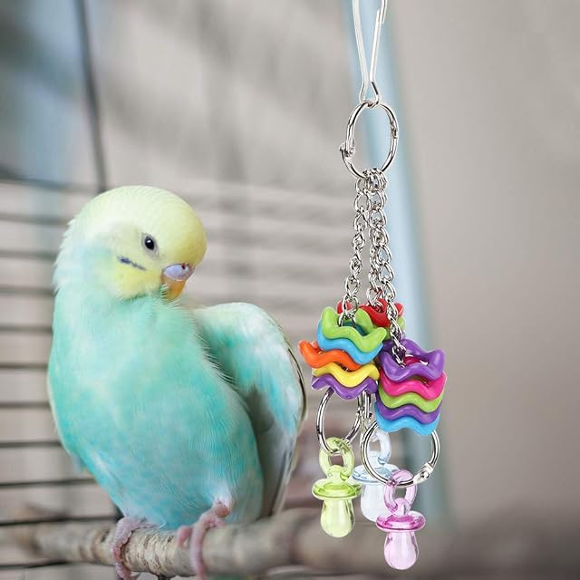 Foto 5 de 8 de Juguete para pájaros no tóxico, Juguete para Loros, con Gancho para pezones, Animales para Loros, Mascotas
