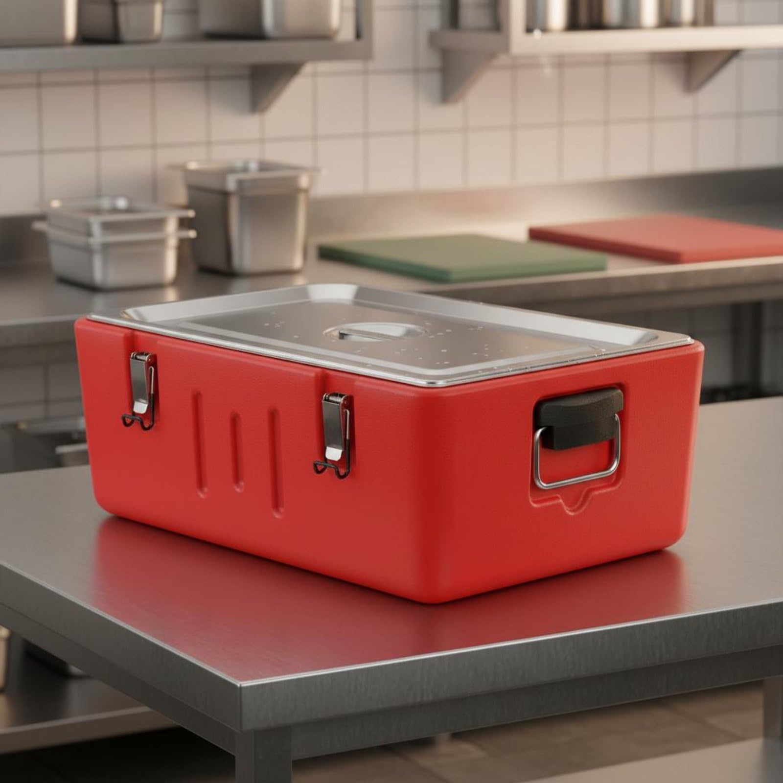 Contenedor Isotérmico con Bandejas Gran Capacidad Transportador de Alimentos Aislado Nevera Portátil para Vendedores Ambulantes, Restaurantes, Removable 3 Grids