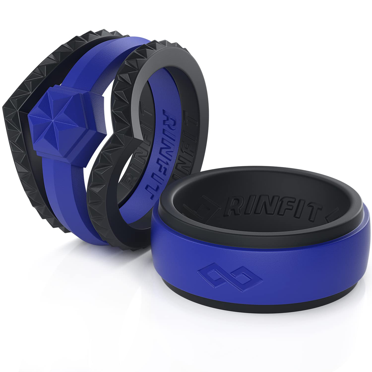 Rinfit Matching Silicone Rings for Couples - Silicone Wedding Bands Sets for Him and Her - His and Hers Ring Sets Black/Red - Patented Design