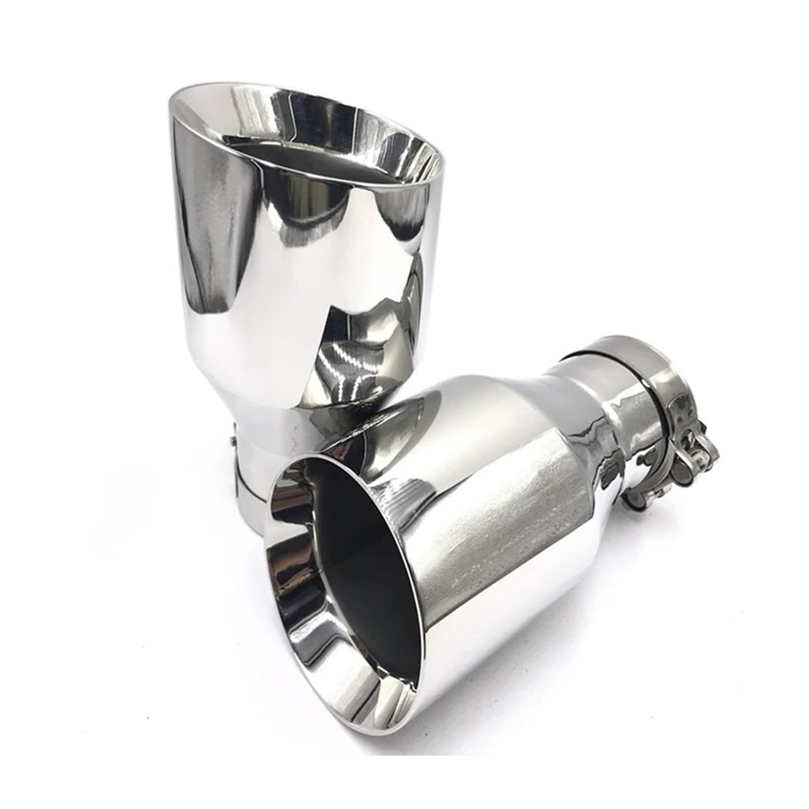 Terminale Di Scarico Auto Universale Curvo Cromato – Acciaio Inox, Diametro 62x138 Mm, Per Tubi Da 38 A 53 Mm