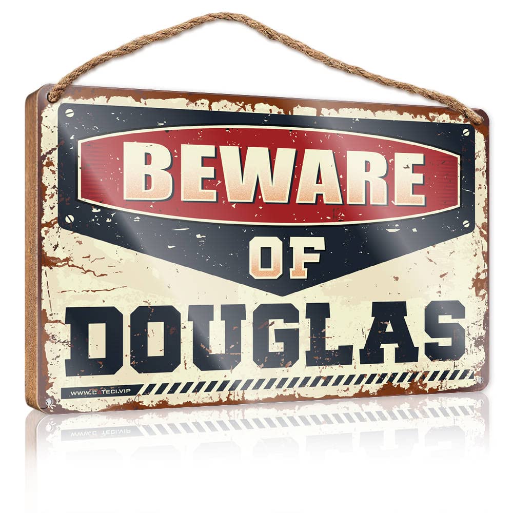 DTHA Farmhouse Bathroom Sign Beware Of Douglas Wooden Sign Door Decor House Decor Clearance(23X35CM)