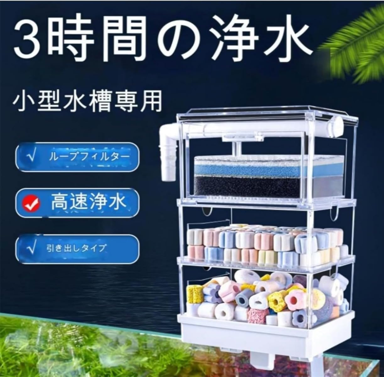 Amazon | 【JAFUA】外部フィルター 16*12*26CM 3 層 3 ボックス