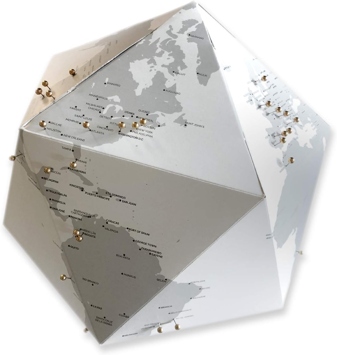 Eye Travel Lab. 3D Paper Globe - XL Travel Journey World Map - Travel Tracker - Gold Pins - Mark Where You Have Been!