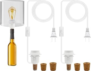 2 Piece Bottle lamp Kit,Bottle Lamp Holder Adapters with 3 Sizes of Corks for Bottles Lights or Any Other Glass Wine Bottles, DIY Wine Bottle Light Kit