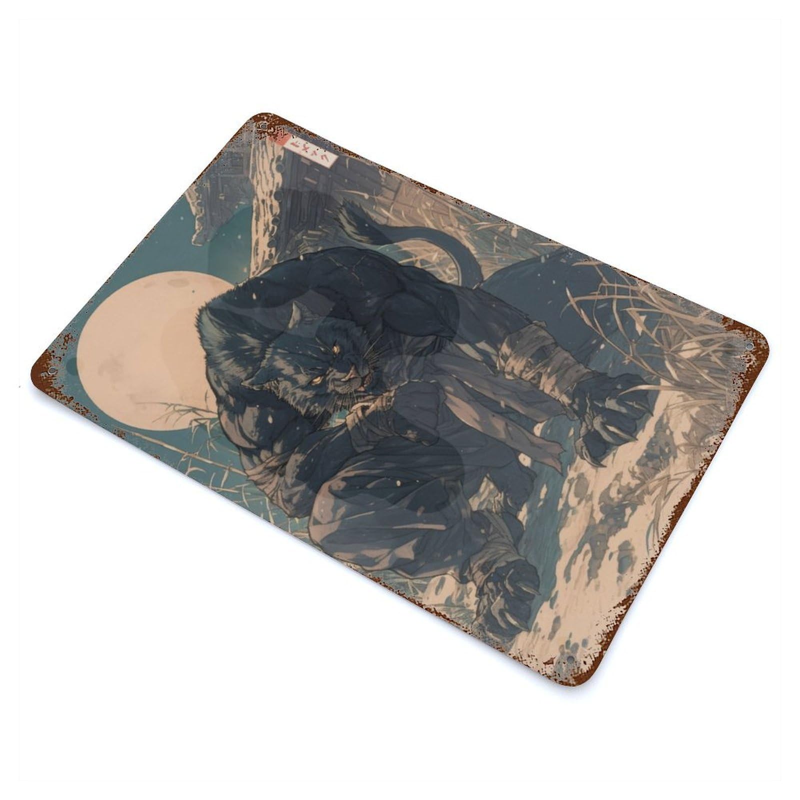 Back Panther Rustic Tin Plaque 11.8"x7.9", Ideal for Cafe, Home Bar And Lounge Decor