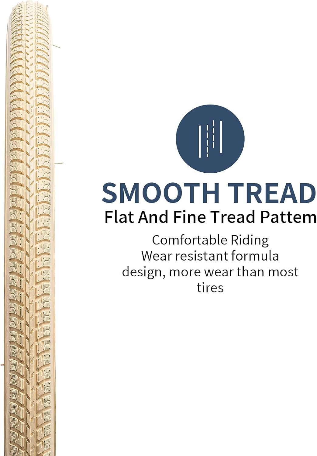 YUNSCM 26x1 3/8 (37-590) Beige Color Bike Tires Folding Replacement Tires Compatible with 26 x 1 3/8 26x1 3-8 Urban City Commuter/Road Bike Bicycle Tires-2 PCS(Y-829)