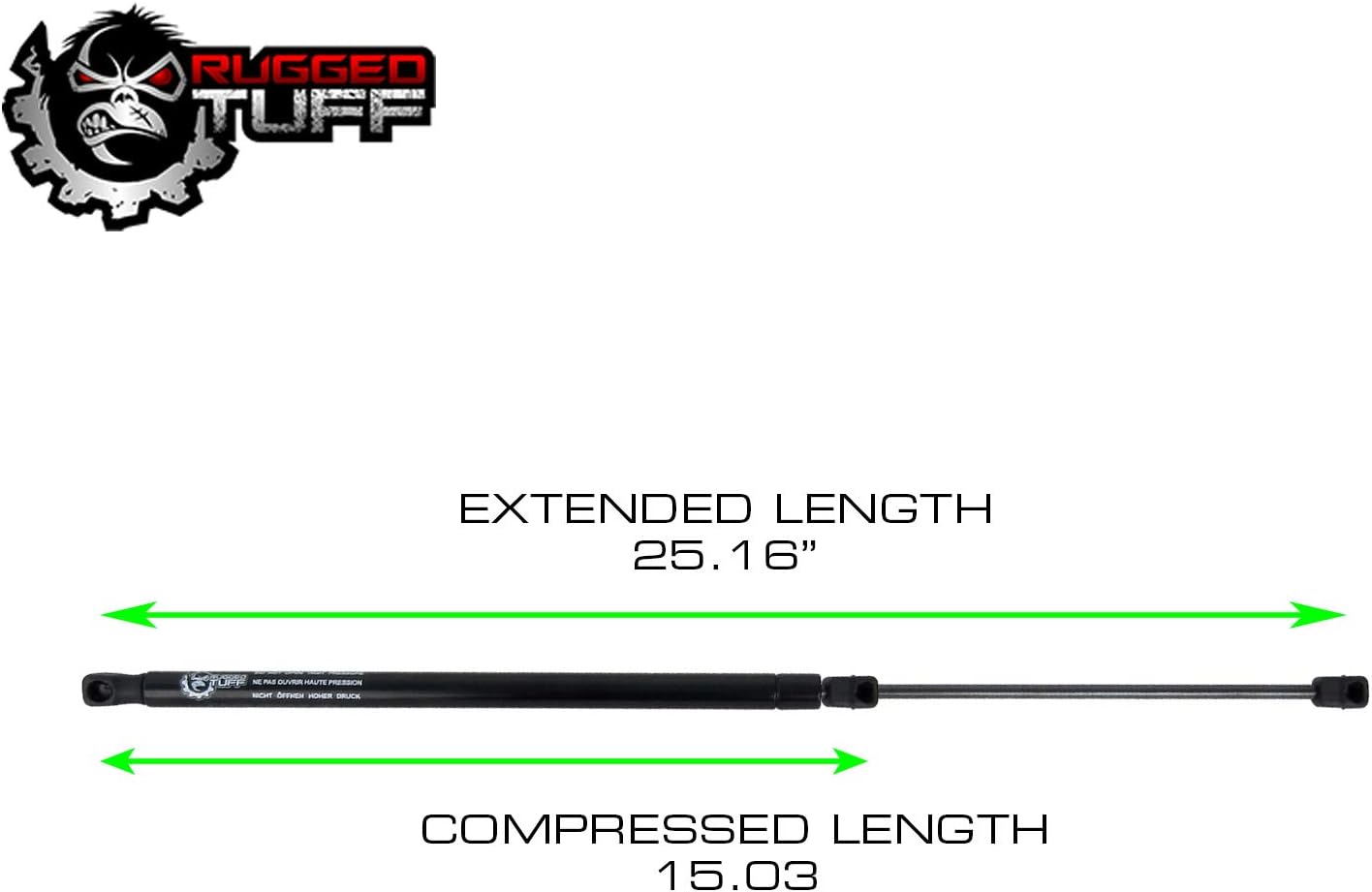 Rugged TUFF RT320092 Hood Lift Support Shock Strut Gas Spring Arm Compatible with 2004-2009 Cadillac SRX, Pack of 1