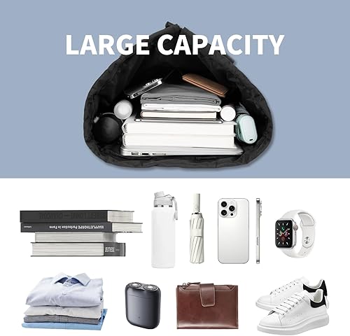 Miniatura 6 de seyfocnia Mochila con cordón, bolsas de gimnasio con compartimento para zapatos, mochila deportiva para gimnasio, bolsa con cordón, bolsa de