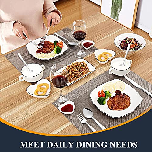 44-Piece Silverware Set with Steak Knives and 8 Eating Utensils, Yoehka Stainless Steel Flatware Set Service for 6, Mirror Polished Tableware Cutlery Set for Home and Restaurant, Dishwasher Safe