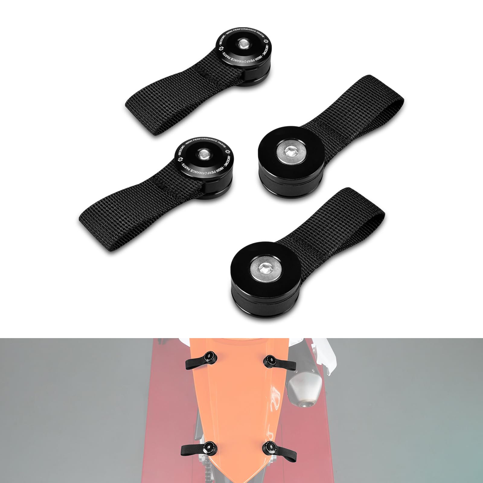 NICECNC Cinghia per portapacchi posteriore Compatible with Yamaha YZ YZF WRF 125 250 450 Compatible with Kawasaki KX KXF125 250 450, adatta per modelli fuoristrada, vedi compatibilità, nero