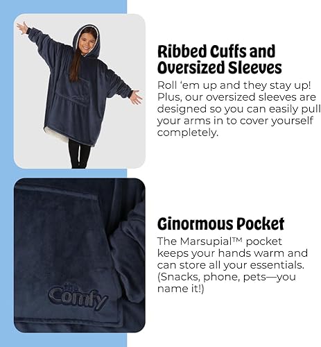 Miniatura 5 de THE COMFY Original Jr para niños Manta de sherpa de forro polar de gran tamaño con capucha y bolsillo Vista en Shark Tank