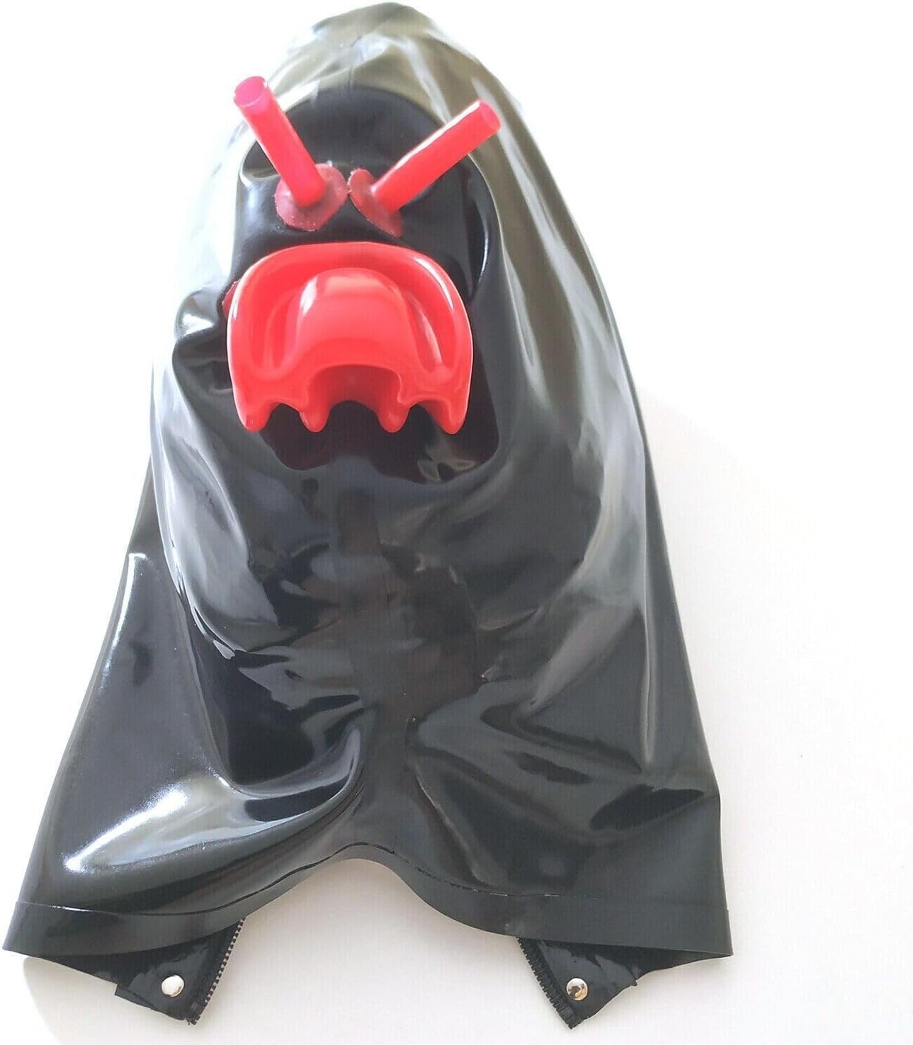 Full Face Cover Mask with Eye and Mouth Hole, Transparent Sex BDSM Latex Hood SM Mask with Zipper for Party, Cosplay