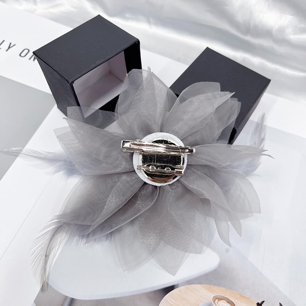 120Mm Broche Fleur Cristal Élégante Pour Femme Épinglette Organza Plumetis Pour Robe Costume Mariage Cérémonie Soirée Cocktail Accessoire Mode Tendance Style Bohème Chic Bijoux Romantique