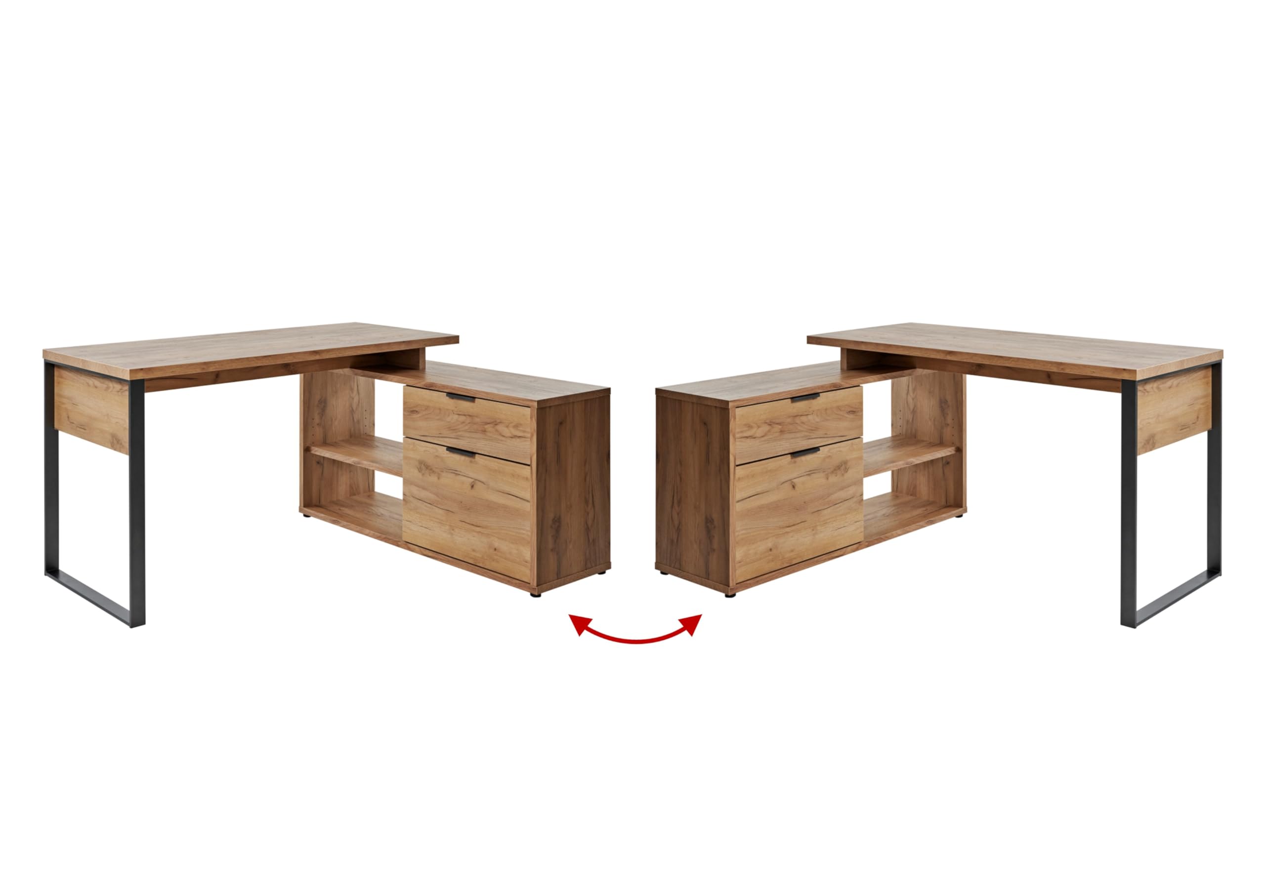 Jahnke Eckschreibtisch Loop C 150 E Kerneiche/Anthrazit