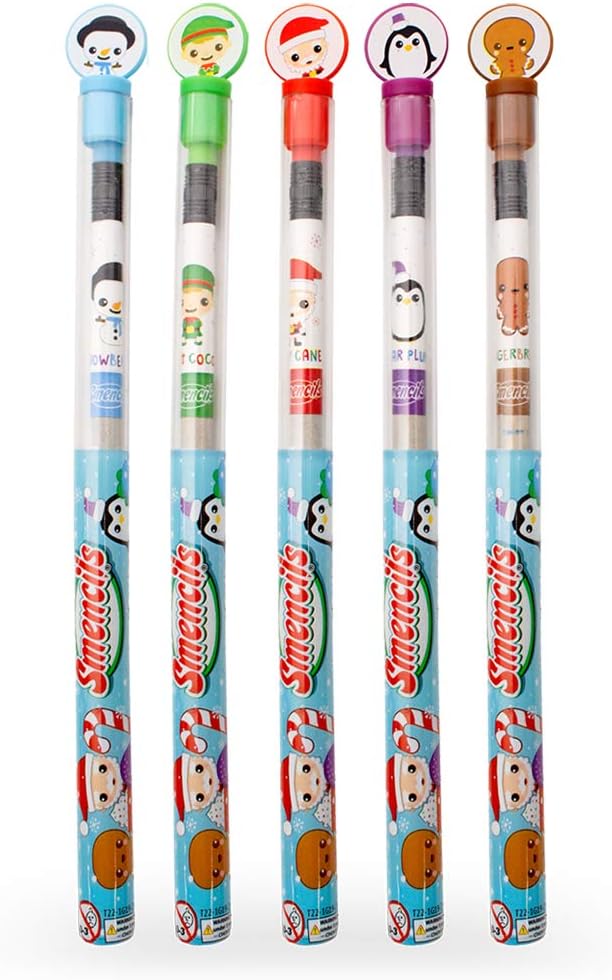 Holiday Smencils - HB #2 Scented Fun Pencils, 5 Count - Stocking Stuffer, Gifts for Kids, School Supplies, Party Favors, Classroom Rewards by Scentco : Health & Household