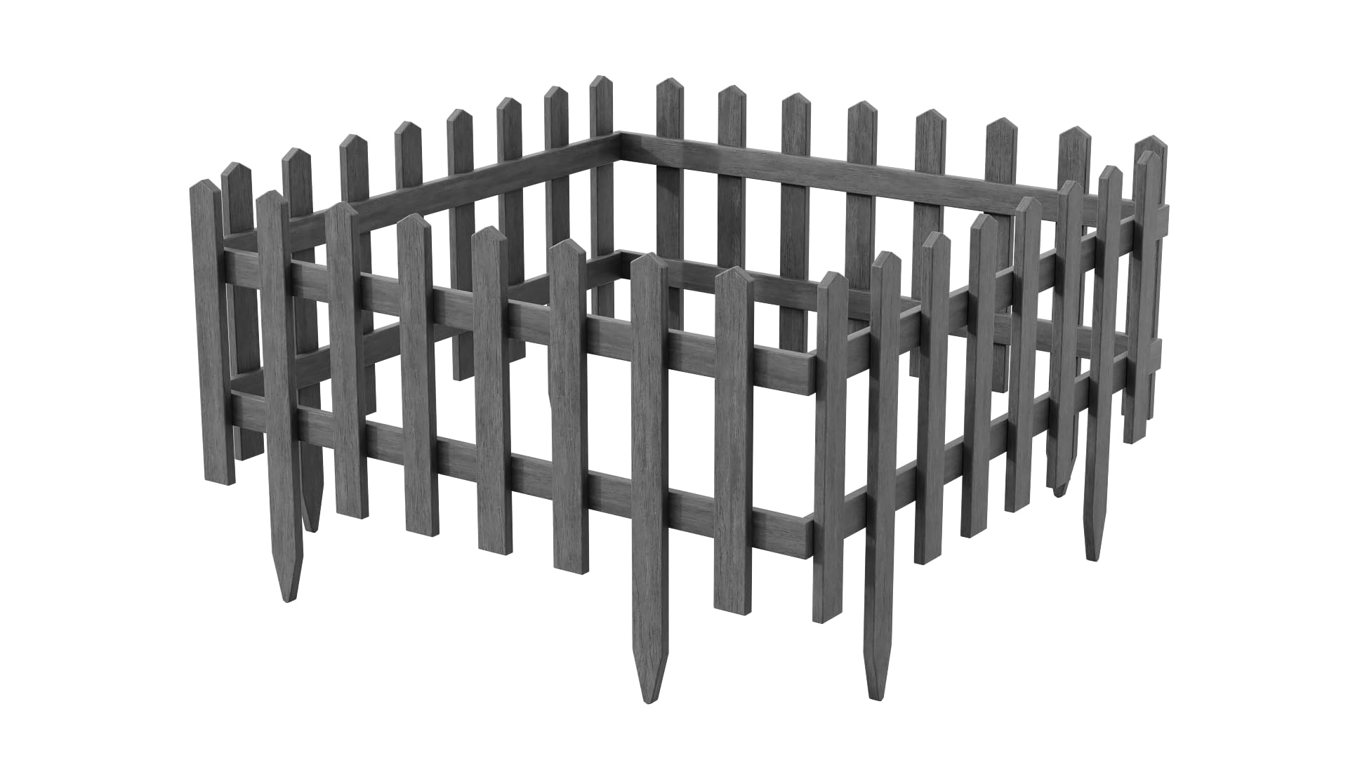 Juego de 4 vallas de madera antracita 40 x 94 | 55 cm de alto | Valla natural en 3 colores impregnadas | Borde para arriates de flores / huertos antes de jardín, valla de césped, valla de raíces