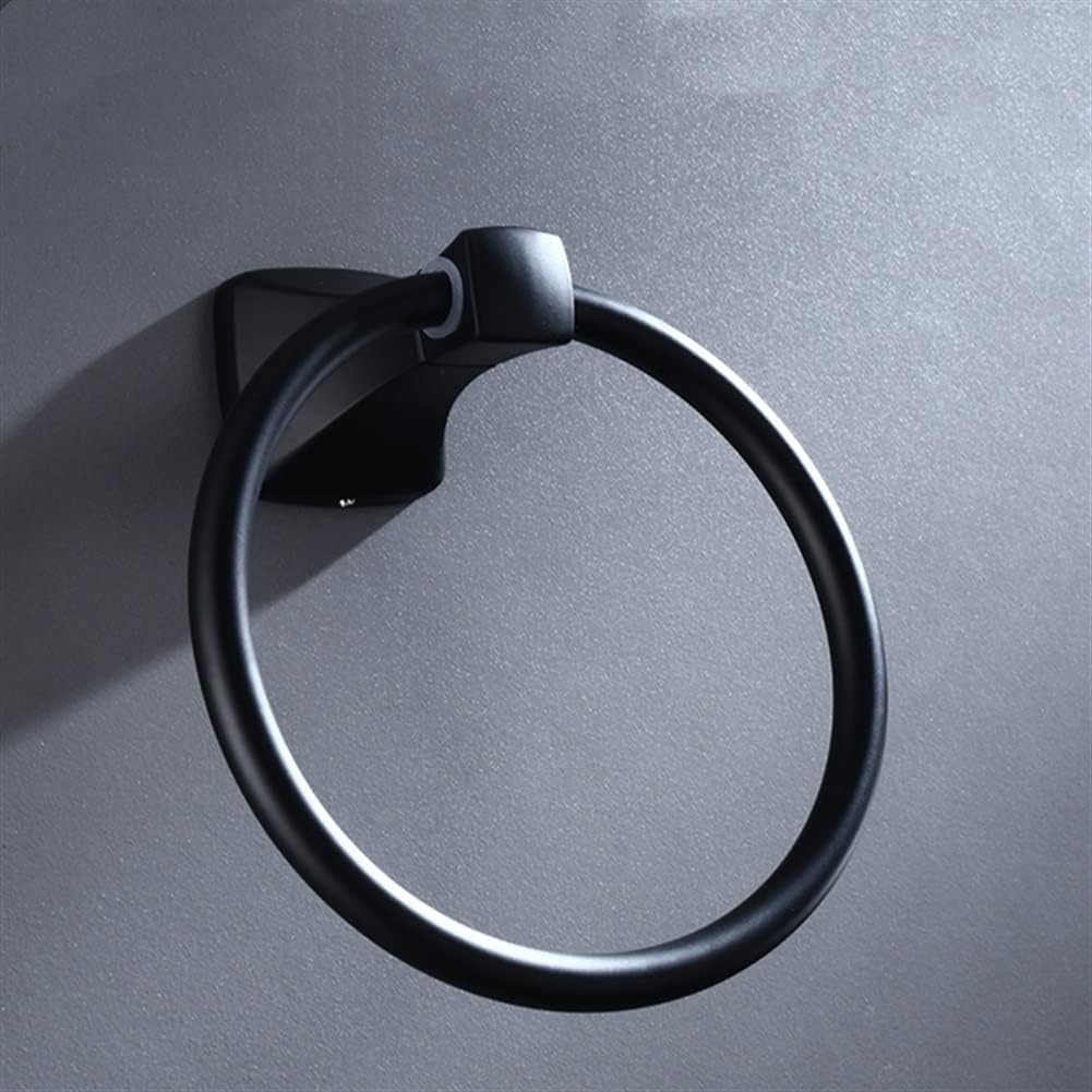 LSLYTQ Space Aluminum Black Towel Rings, Towel Holder, Round Wall-Mounted Towel Rack, Bathroom Accessories Hardware