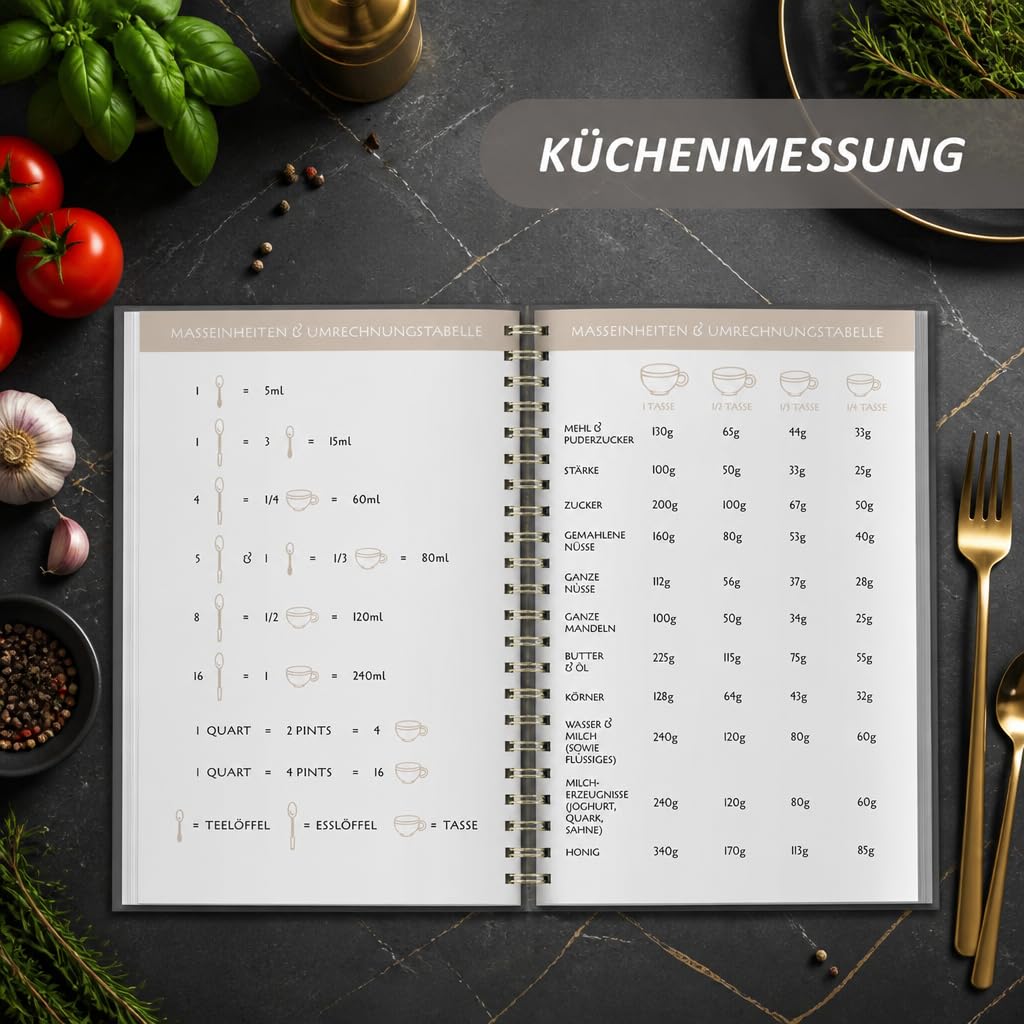 BIROYAL Rezeptbuch zum Selberschreiben A5, Spiralbindung Kochbuch Selbst Schreiben, Rezeptbuch für 100 Lieblingsrezepte, Kochbuch zum Selberschreiben, Recipe Book Schreiben, Rezepte Buch zum Ausfüllen