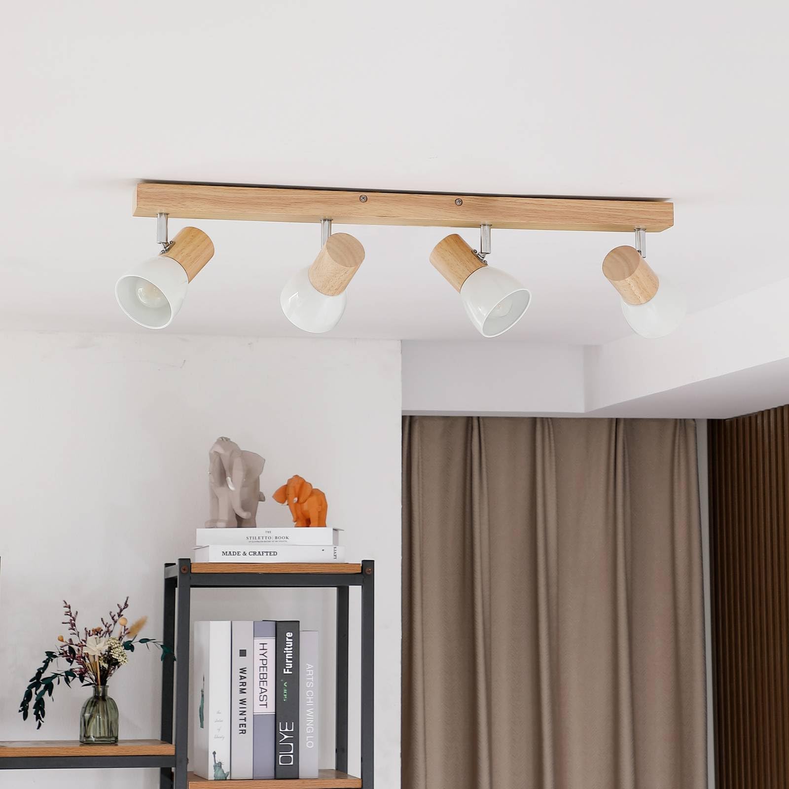 Lindby Deckenlampe Holz Metall, Deckenstrahler drehbar und schwenkbar Deckenleuchte 3x E14 max. 40W ohne Leuchtmittel Lampe Wohnzimmer Küchenlampe