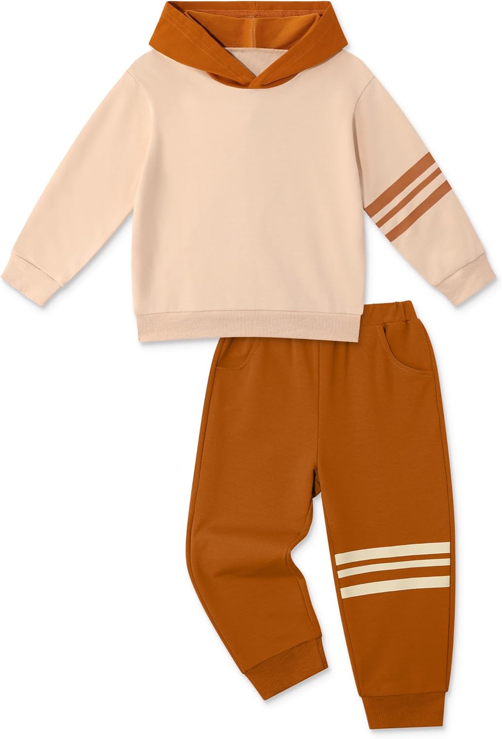 Toddler Boy Clothes Color Blocking Hooded Sweatshirts Pants Set Boy Outfits 2T-7Y
