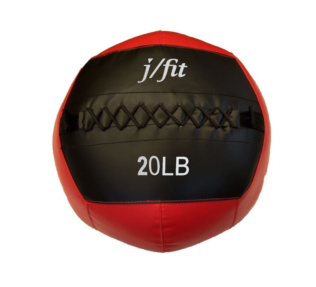 JFIT Wall Medicine Ball - 10 Weight Options 4lb-30lb - Exercise, Cardio, Core Stregth - Durable Wall Balls for TRX, Stretching, Cross Fit, Gyms