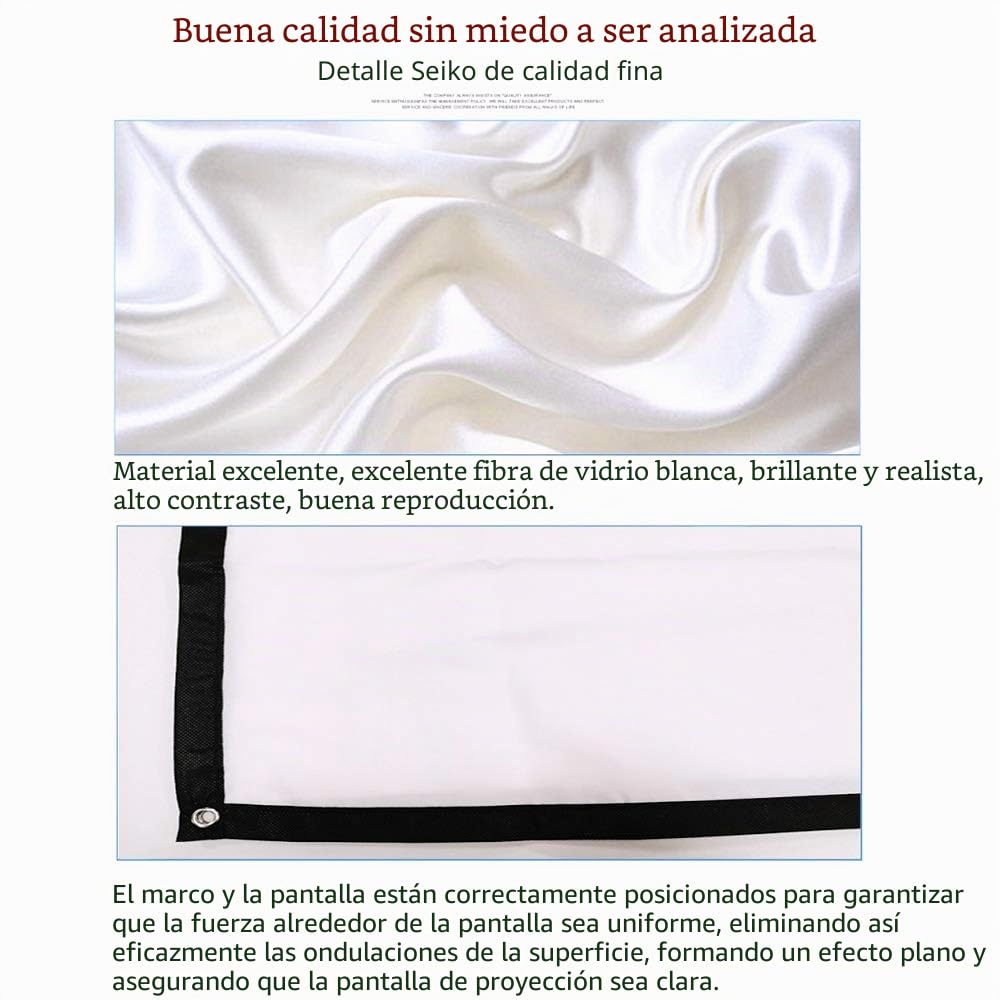 Pantalla Proyección,16: 9 HD 4K Portátil Plegable Blanca Pantalla de Proyector Compatible con ángulo Visión 160 Grados para Exteriores Interiores Escuelas Cine en Casa (150"-332cm(W) X 187CM(H))