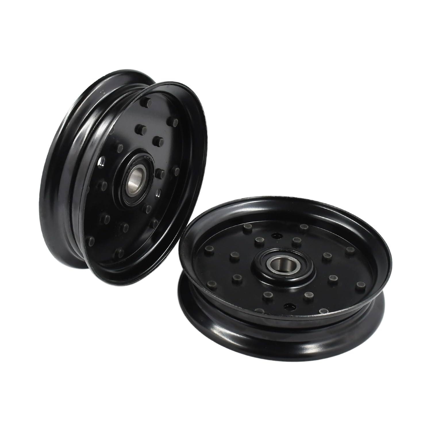 Lot de 2 poulies de renvoi plates 1613098 781856 1-613098 compatibles avec tondeuse Exmark FMD52 FMD522 FMD523 FMD524 FMD60 FMD602 FMD603 Compatible avec Hustler Super S 933333 9333 33358