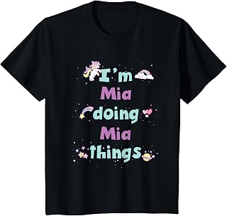 Kids Cute Mia Personalized First Name Girls T-Shirt