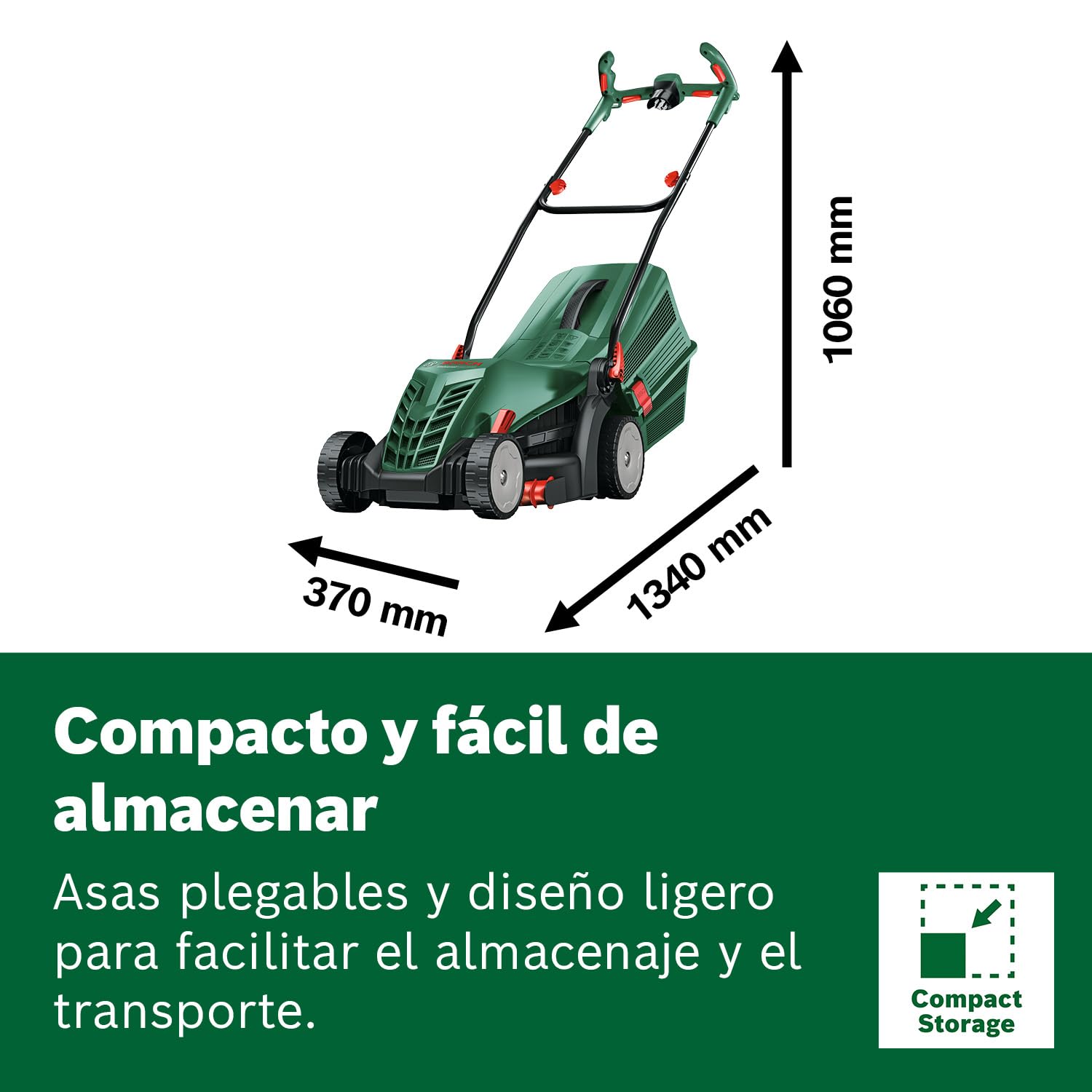 Bosch cortacésped con cable UniversalRotak 34-405 | potente motor de 1300 W y 34 cm de ancho para un corte homogéneo de césped y bordes; con cesta colectora de 40 litros
