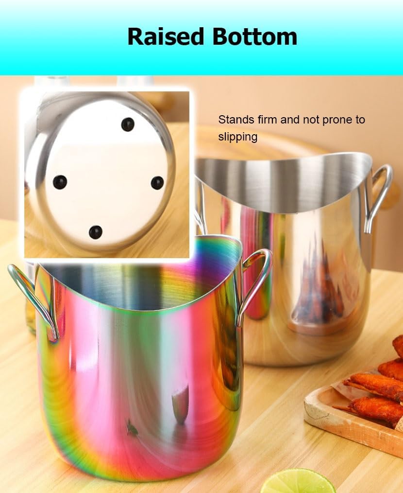1.6 L 304 Stainless Steel Ice Bucket for Ice Cubes, Creative Ice Tub with Handle & Ice Tong,for Bar Home Parties Restaurant(Multi-colored)