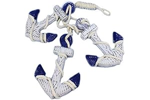 Hampton Nautical Wooden Rustic Blue Triple Anchor Set