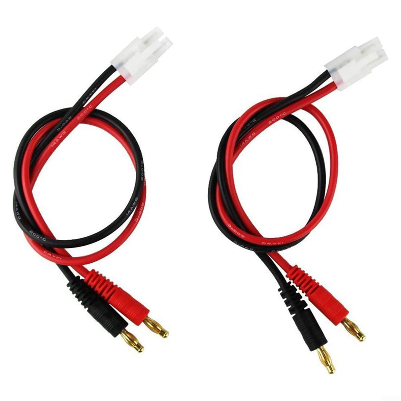KiraKira 2PCS for Tamiya to 4mm Banana Connector Cable, 18AWG Silicone Wire, 30cm RC Hobby Batteries