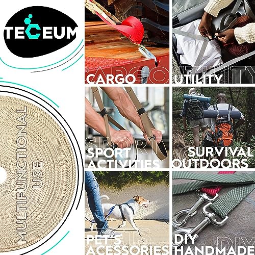Image of TECEUM 3 /4 inch & 5 /8 inch & 1 inch & 1.5 inch & 2 inch Webbing - 10 25 50 Yards - 40+ Colors - Heavy Duty 1 Inch 1.5 Inch 2 Inch Backpack Straps - Webbing for Outdoors Indoors Crafting DIY