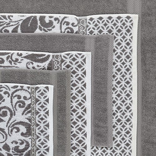 Amrapur Overseas 5JQYDTLG-TFB-ST Modern Threads Trefoil Filigree 6-Piece Reversible Yarn Dyed Jacquard Towel Set - Bath Towels thumb #2