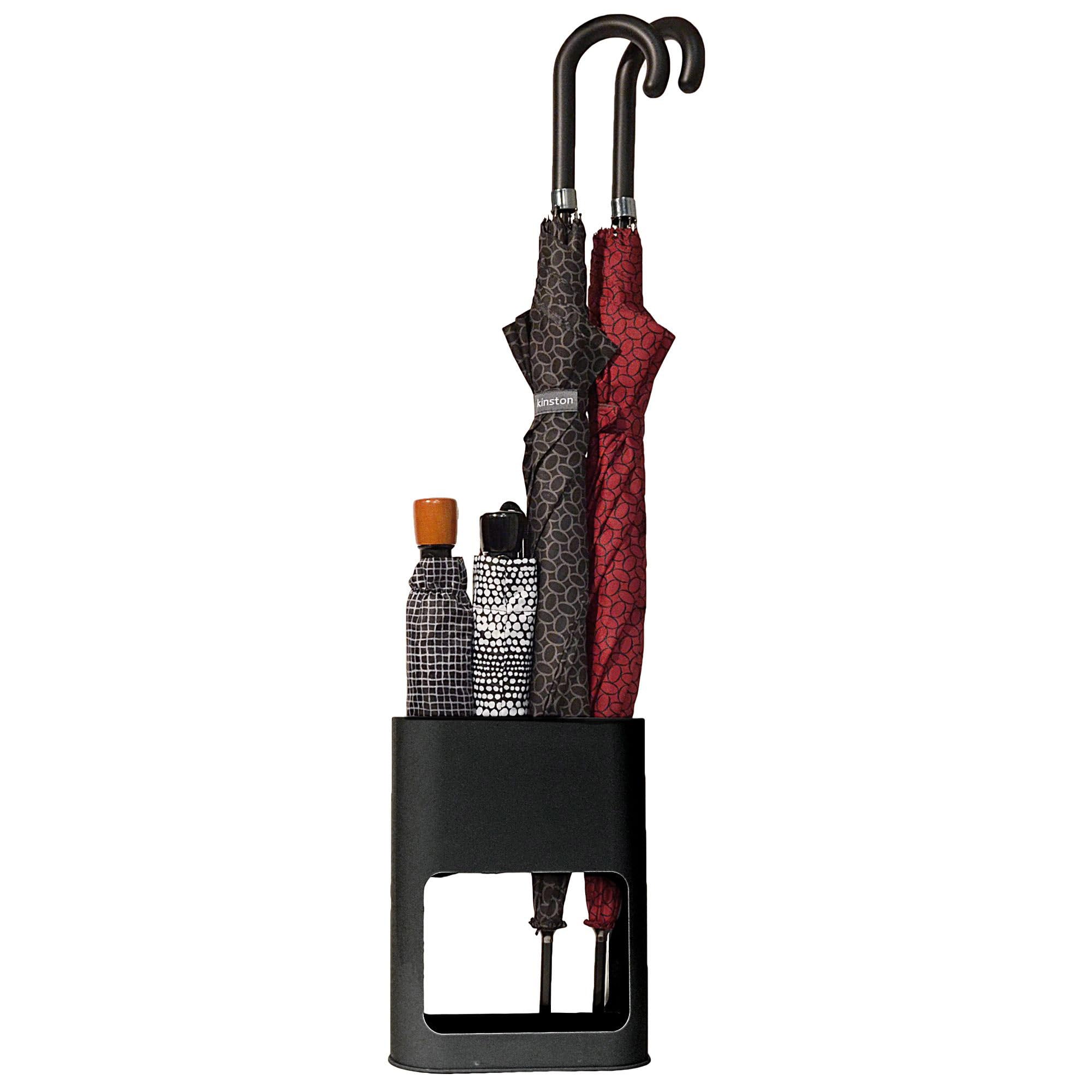 KINSTON Porta paraguas de diseño minimalista - Dimensiones 21 x 28 x 9 cm, estable con bandeja extraíble para secado rápido - Capacidad para hasta 4 paraguas, ideal para paraguas pequeños y grandes