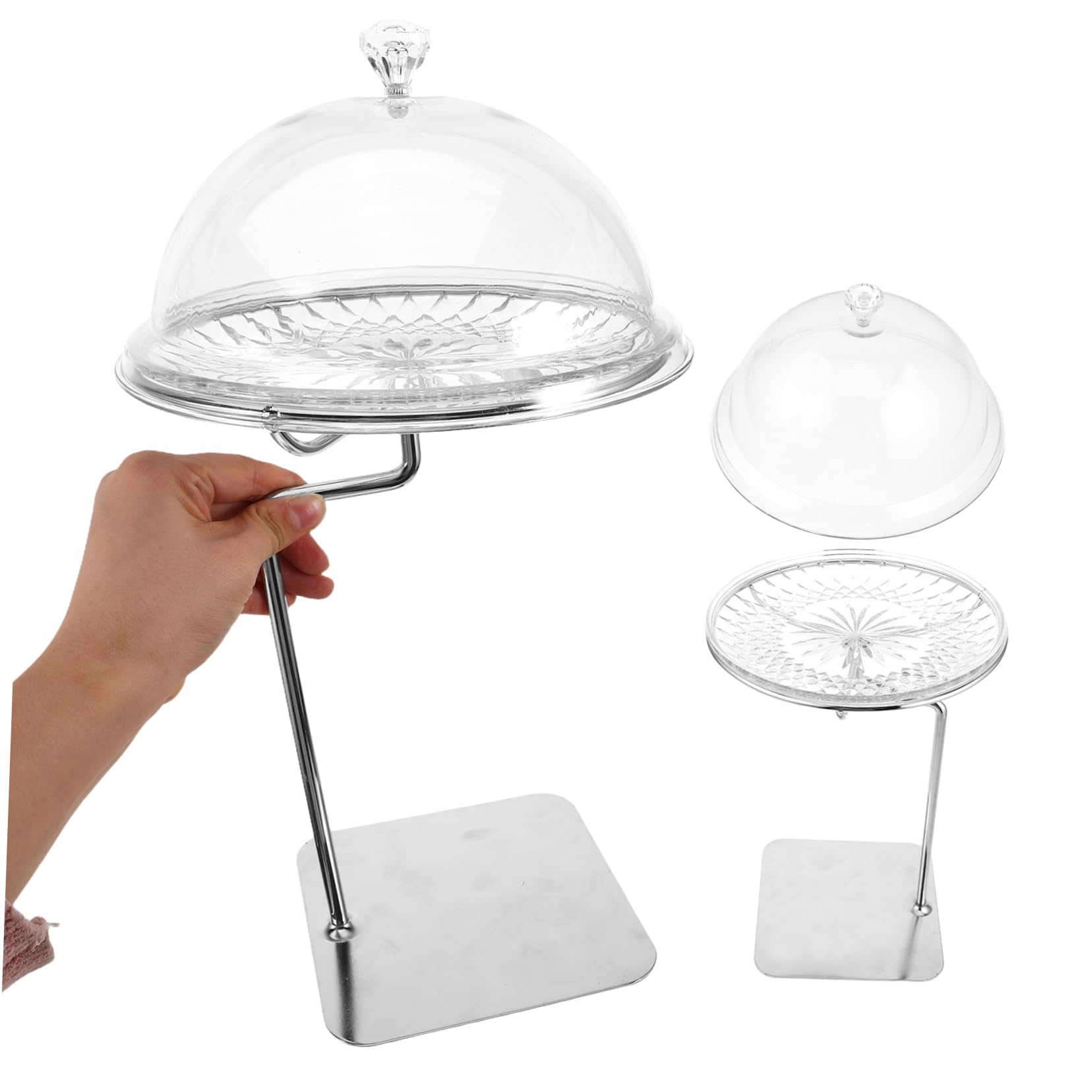 plat de fruits de cloche de fromage de dessert assiette à biscuits avec couvercle serveur de petit gâteau Stand de cupcake assiette de service pour la fête le fer Transparent