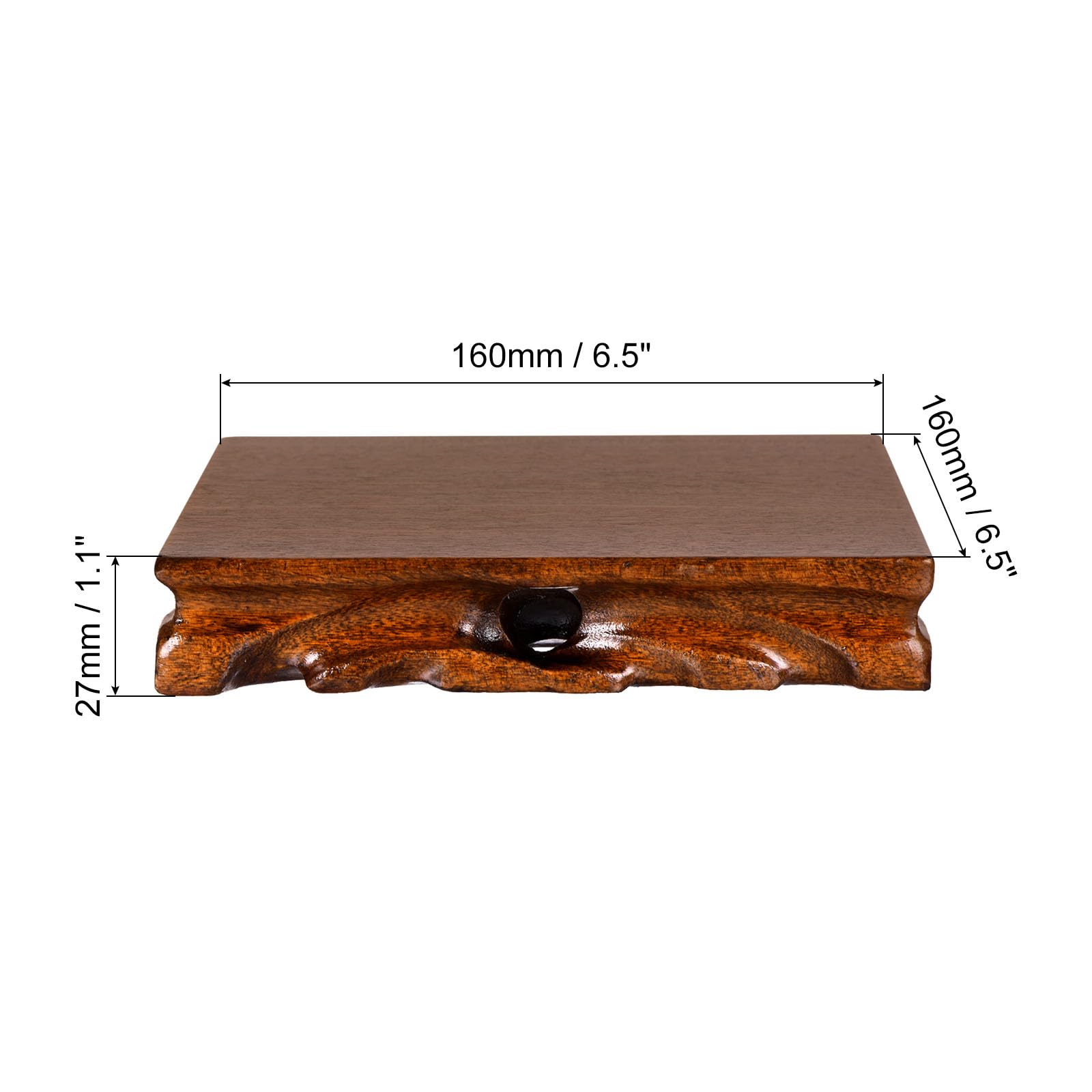 PATIKIL Wooden Display Stand, 6.5 x 6.5 Inch Square Teapot Vase Bonsai Base Wood Stand Holder for Home Office Decoration - Image 2