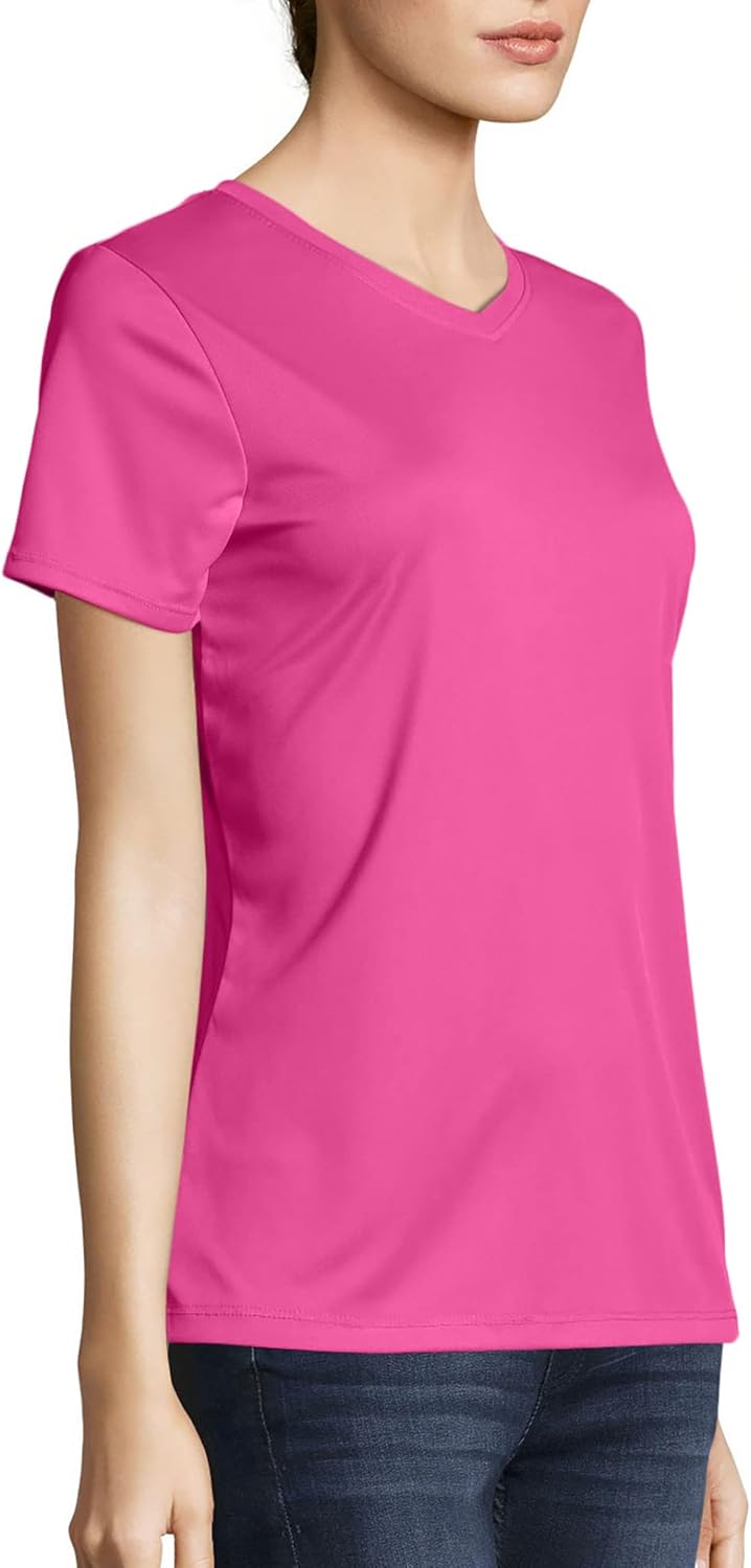 Hanes Women's Cooldri Short Sleeve Performance V-Neck T-Shirt (1 Pack) 3X-Large Wow Pink - 1 Pack image 3 of 7 B00KRYP6QW