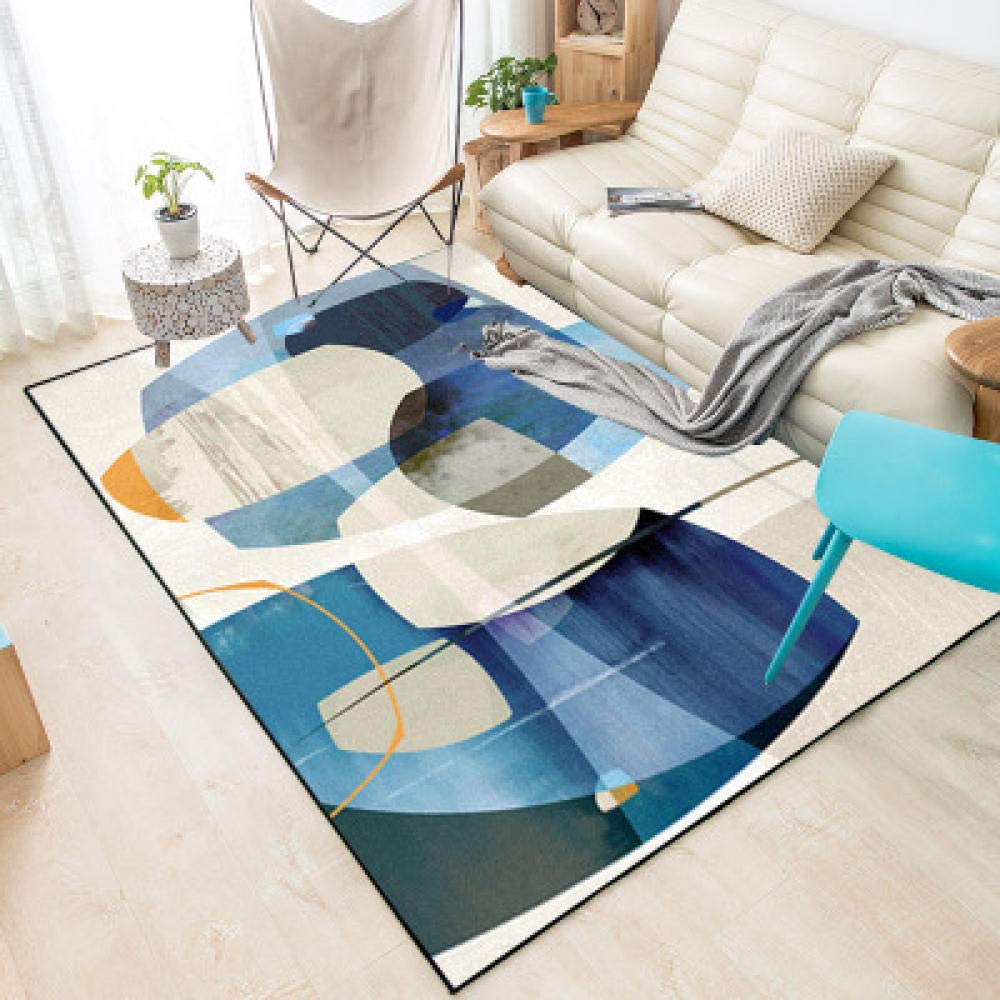 Tapis doux bleu abstrait 140x200cm pour un salon moderne